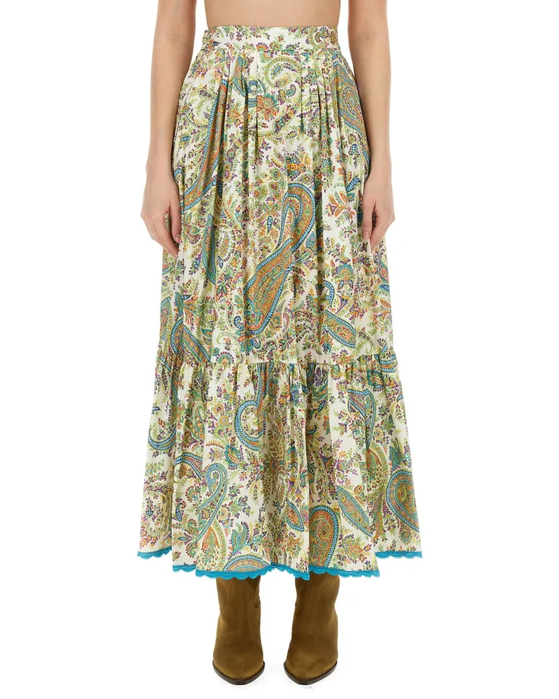Etro Cotton Long Skirt — Green Green