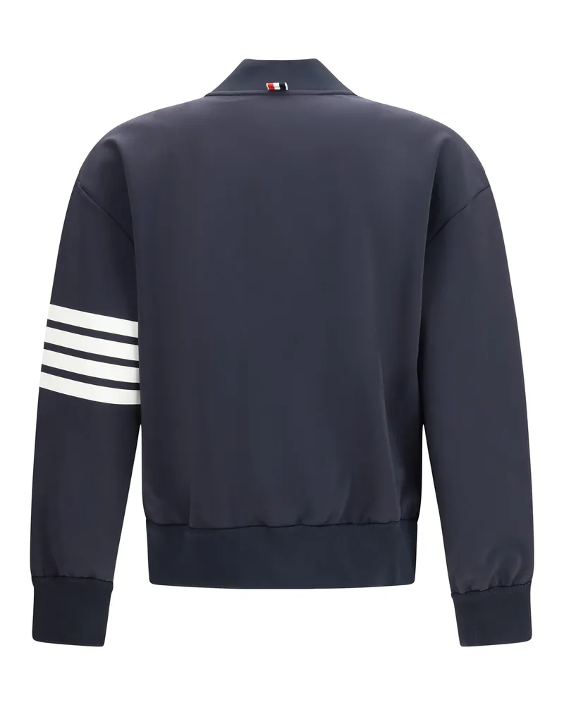 Thom Browne Men's Zipped Bomber Jacket Navy Viscose; Elastane; Polyamide Navy