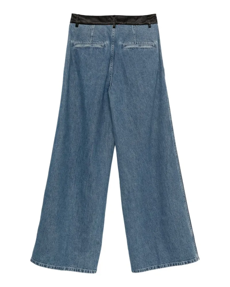 forte_forte Pleated Wide-Leg Denim Jeans — Blue Blue