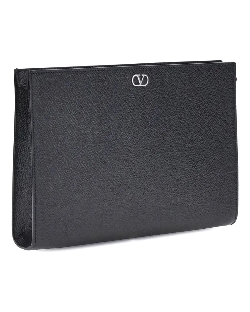 Valentino Garavani Men's Pouch | Vlogo Signature Vit.soft Grain Nero Wallet Black