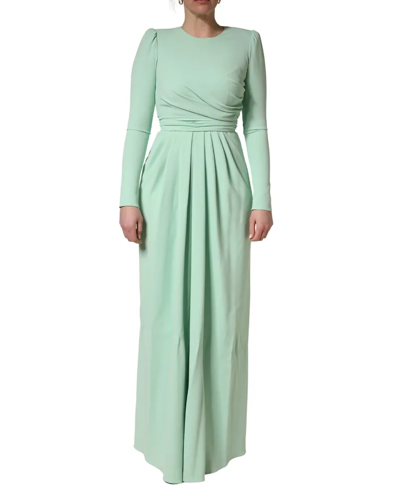 Dolce & Gabbana Women Green Viscose Long Sleeves Gown Dress Elastane Green