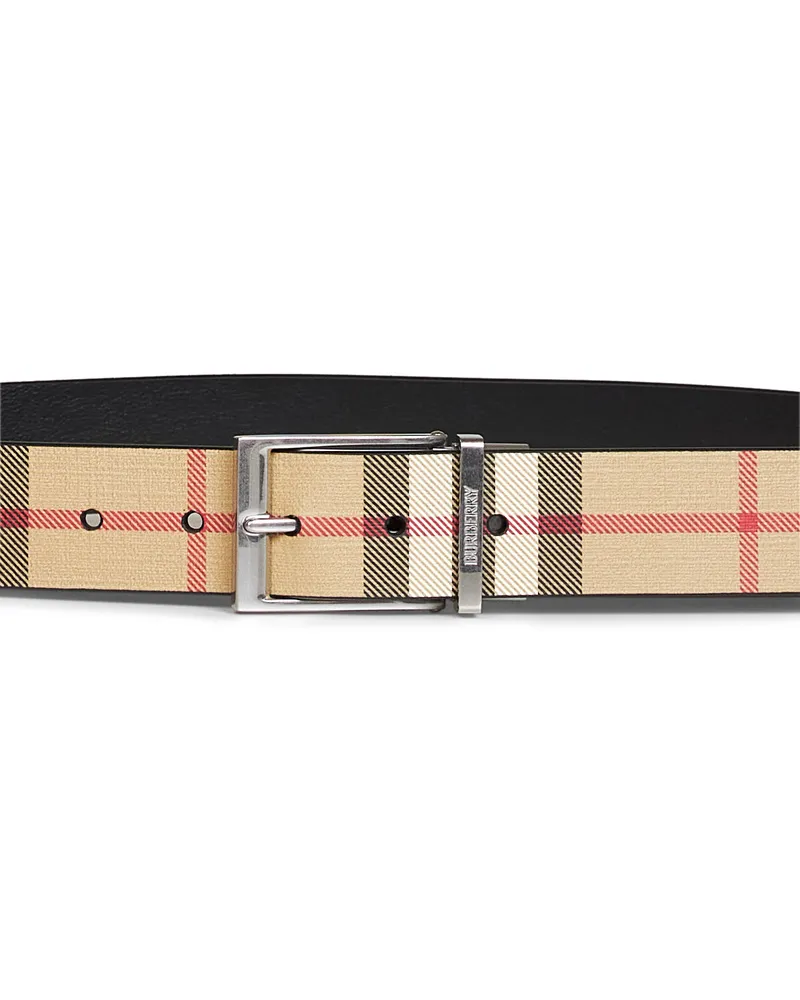 Burberry Reversible Archive Check Belt — Beige Beige