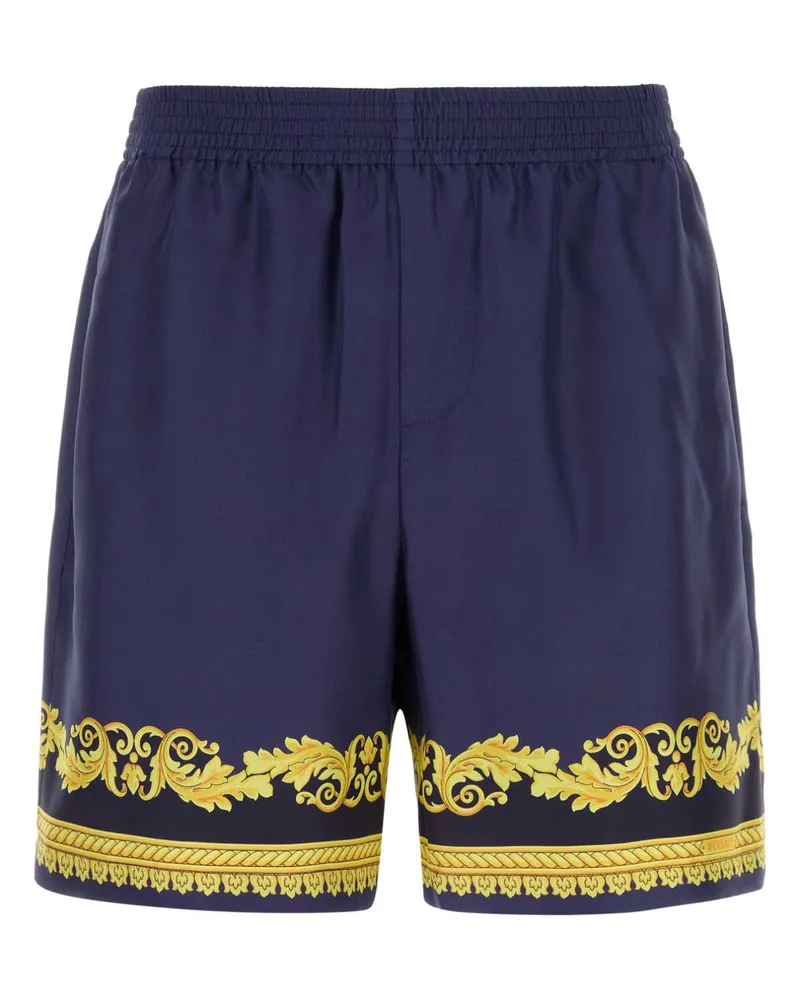 Versace Silk Bermuda Shorts — Navy Navy