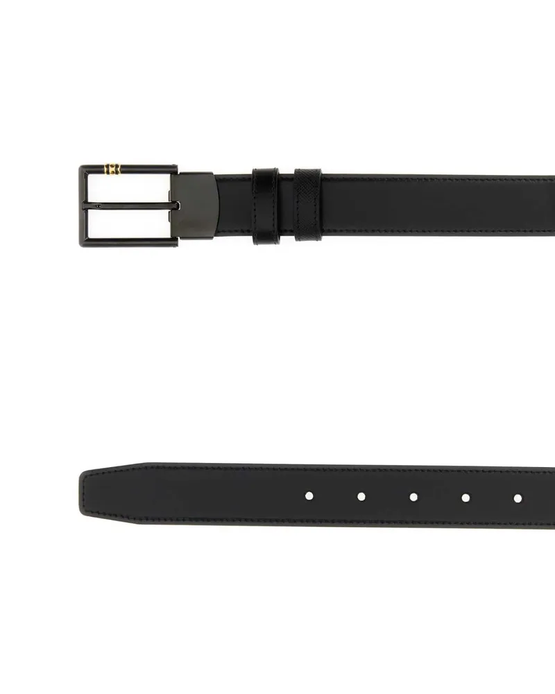 Montblanc Men's Black Leather Reversible Belt 000 Cinture Black