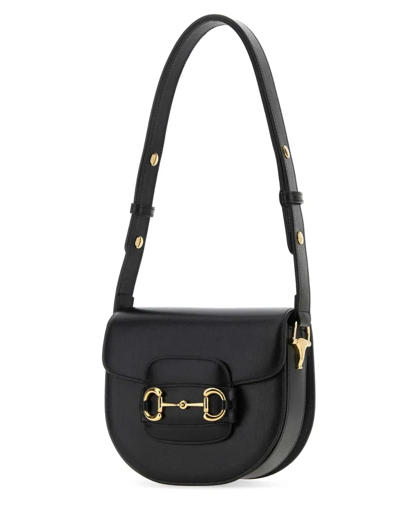 Gucci Women's Black Leather Mini  Horsebit 1955 Shoulder Bag 1000 Borse A Mano Black