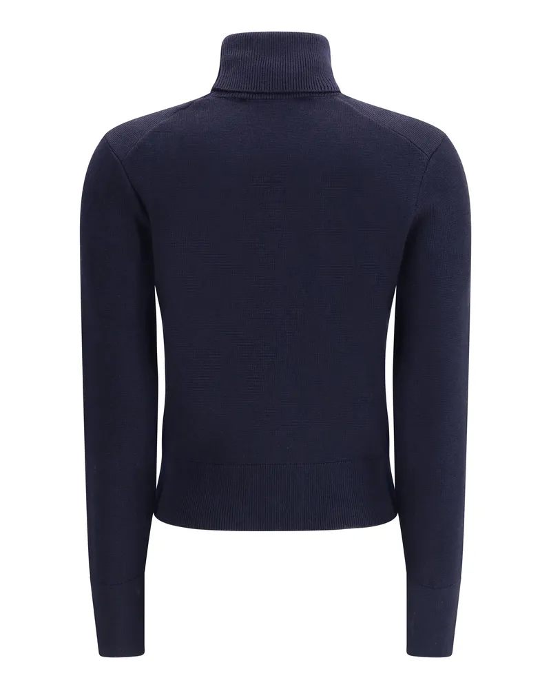 AMI Paris Women's Ami De Coeur Turtleneck Sweater Marine-Rouge Merino Wool Marine/rouge Navy