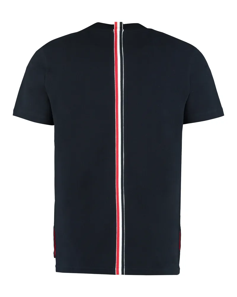 Thom Browne Men's Piqué Cotton T-Shirt Blue T-Shirts And Polos Navy