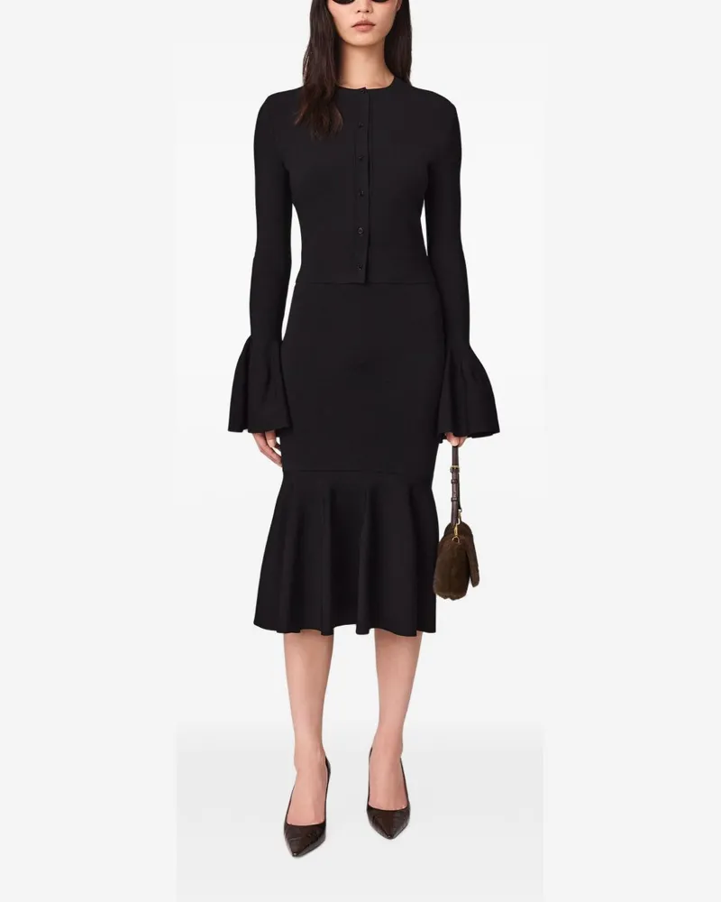Stella McCartney Bell Sleeve Knit Cardigan — Black Black
