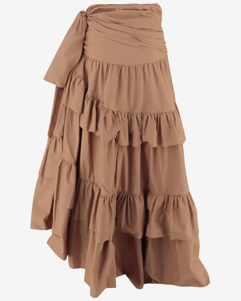 Chloé Women's Skirt Ruffled Cotton Poplin Brown Brown