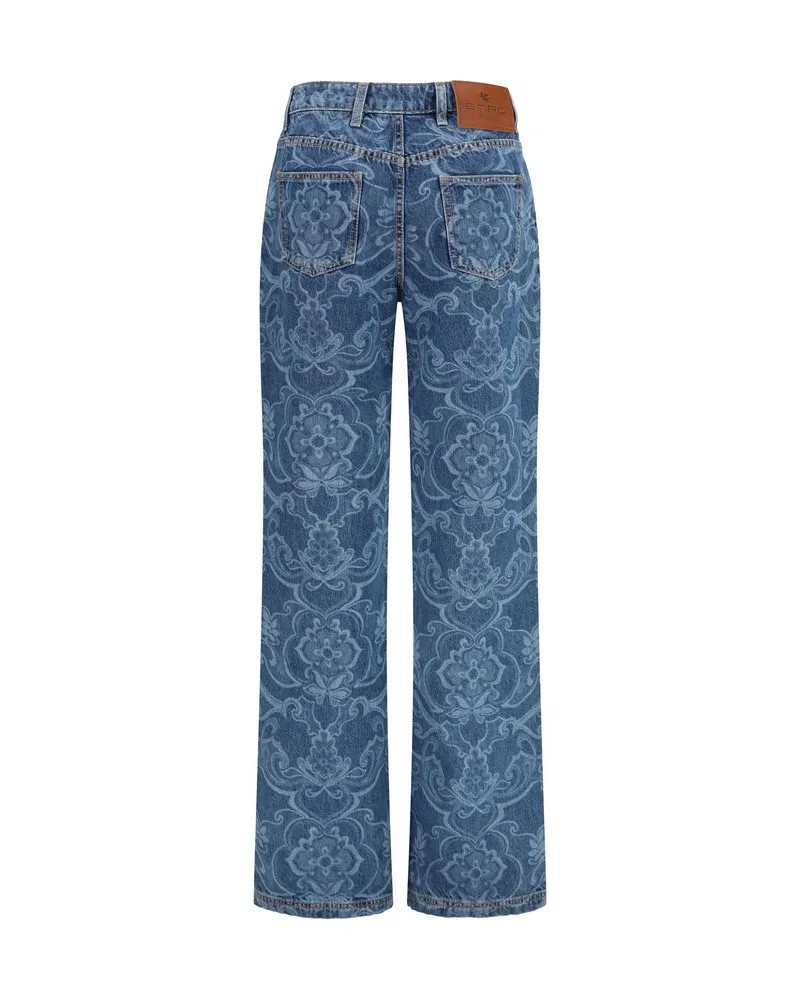 Etro Women's Blue Cotton Flared Jeans Clothing Blue