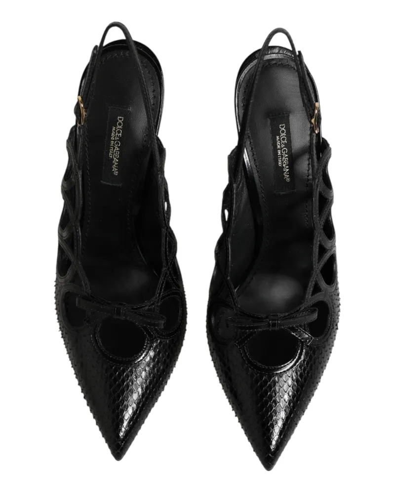 Dolce & Gabbana Women's Leather High Heels Slingback Shoes Black Moluro Python+21lf Black