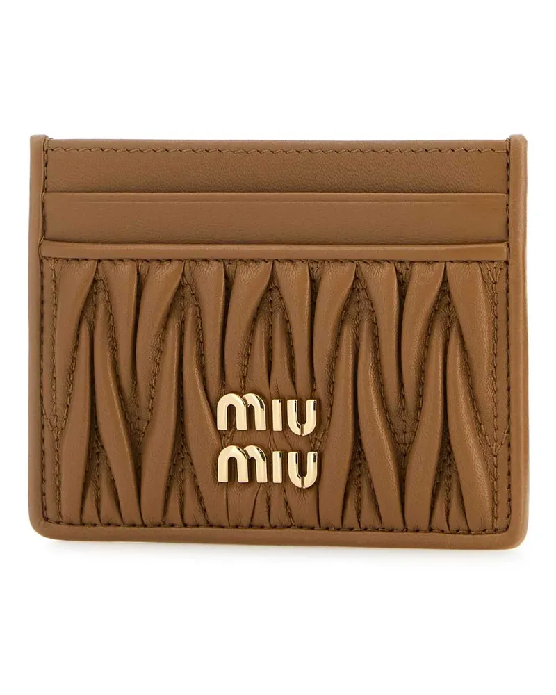 Miu Miu Women's Camel Leather Card Holder Caramel Agnello Portafogli Wallet Caramel