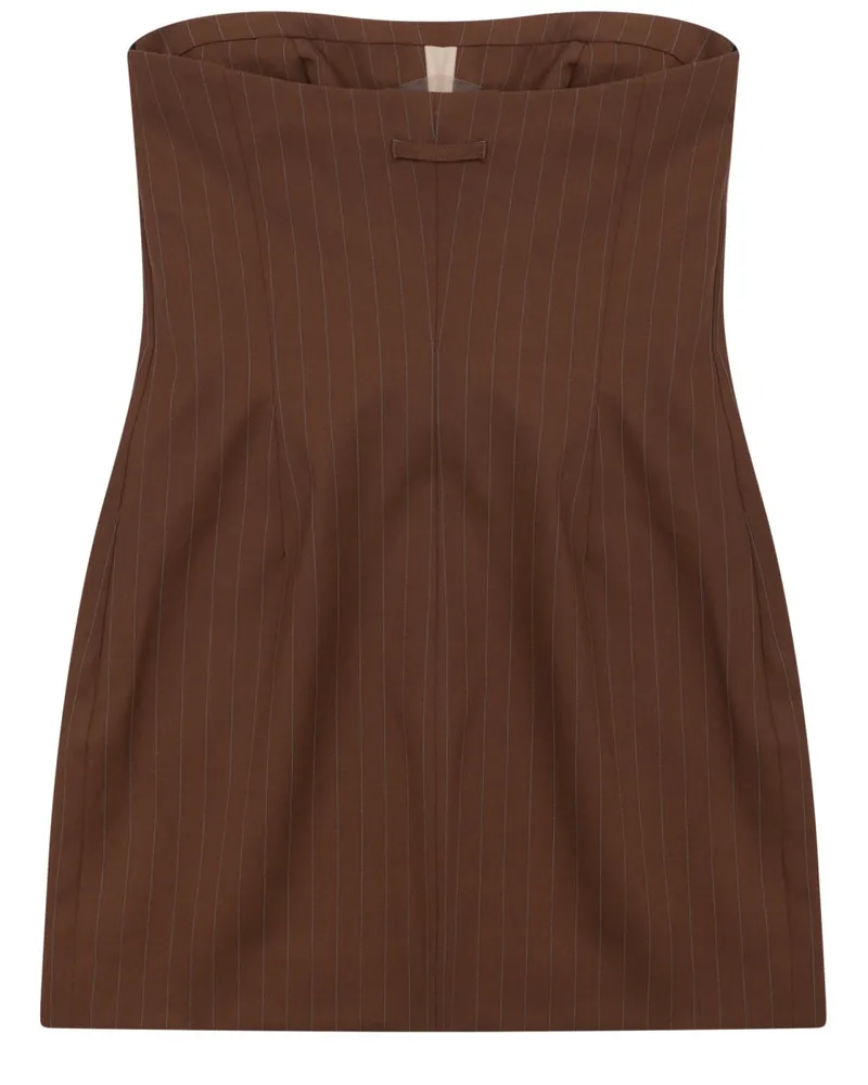 Jean Paul Gaultier Striped Virgin Wool Mini Dress — Brown Brown