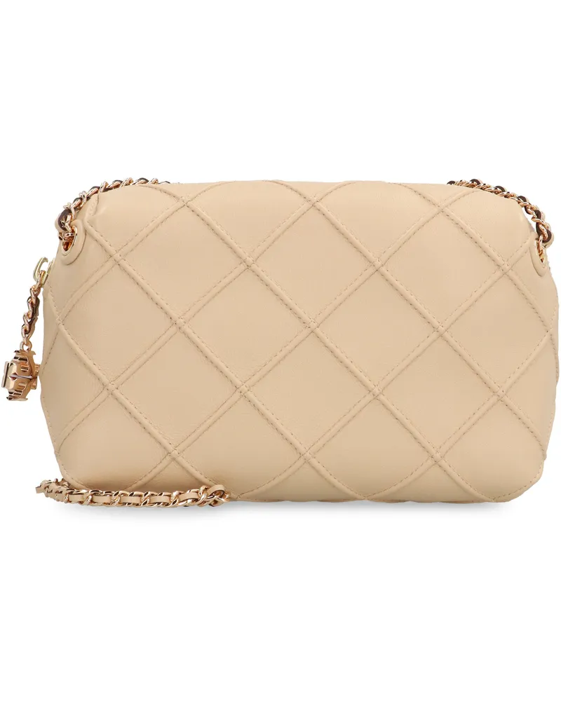 Tory Burch Women's Leather Crossbody Bag Fleming Vanilla Soft Serve Lamb Shoulder Beige