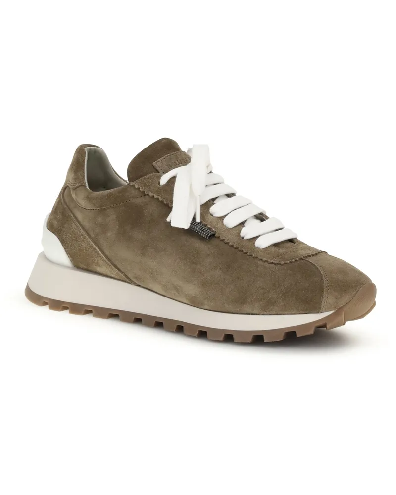 Brunello Cucinelli Women's Sneakers With Iconic Embellishments Summer Torba Brown