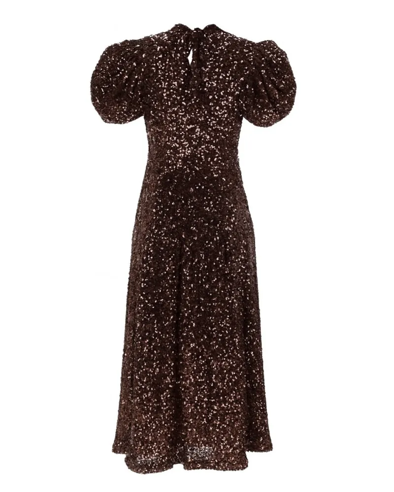 ROTATE Birger Christensen Midi Dress — Brown Brown