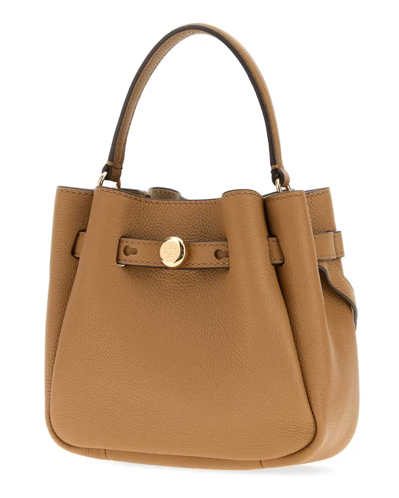 Tory Burch Women's Camel Leather Mini Romy Bucket Bag Tiramisu Borse A Secchiello Beige