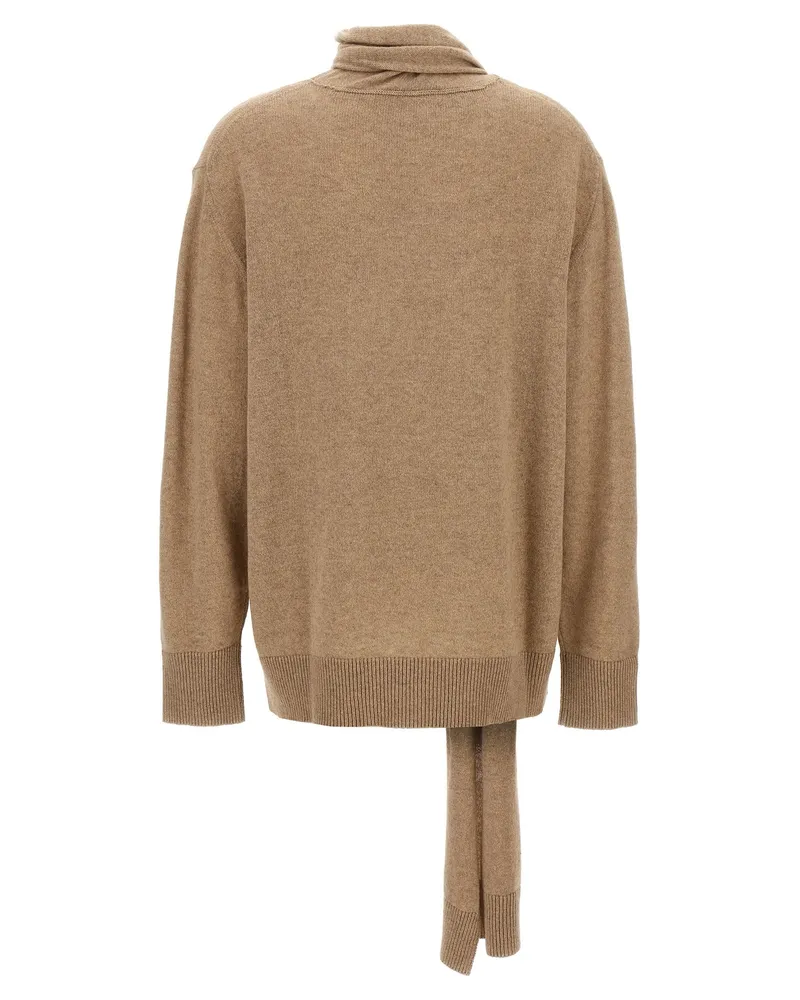 Stella McCartney Cashmere and Wool with Scarf Detail Sweater — Camel Camel