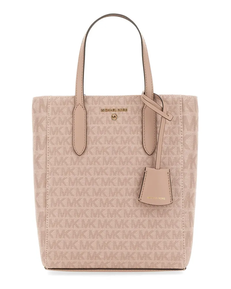 Michael Kors Women's Sinclair Bag With Double Top Handle Ivory Linen Shoulder Beige