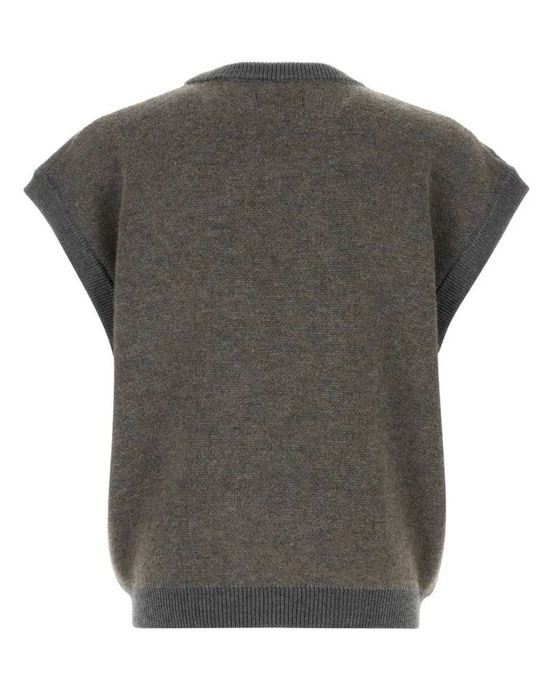 Magliano Men's Grey Wool Blend Teddy Bear Vest Md78_82 Hazelnut Exterior: Nylon Maglieria Gray
