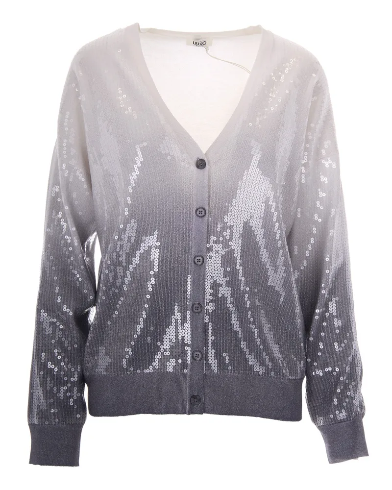 Liu Jo Sequin-Embellished Viscose Cardigan — Gray Gray