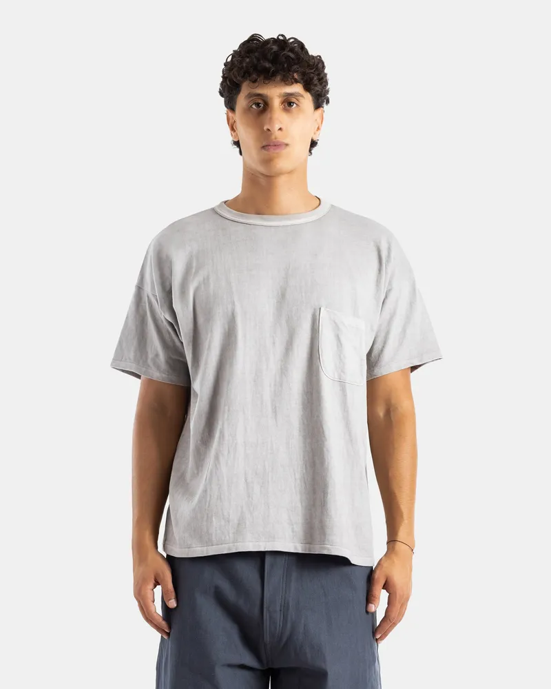 Taiga Takahashi Men's Pearl Grey Cotton Pocket T-Shirt Beige T-Shirts And Polos Gray