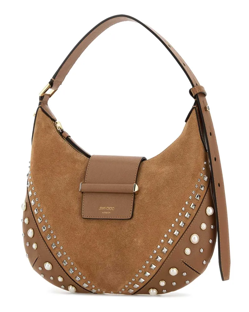 Jimmy Choo Barhobosfru Toivshgo Toffeeivoryshinygold Calf Lamb Brass Abs Borse A Mano Bag Brown