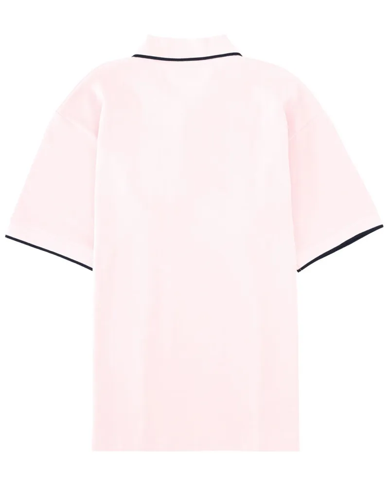 Drôle de Monsieur Slogan Cotton Polo Shirt — Pink Pink