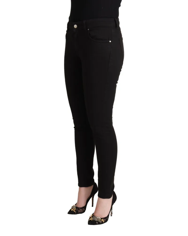 Dolce & Gabbana Women's Black Cotton Mid Waist Denim Slim Fit Jeans Elastane Clothing Black