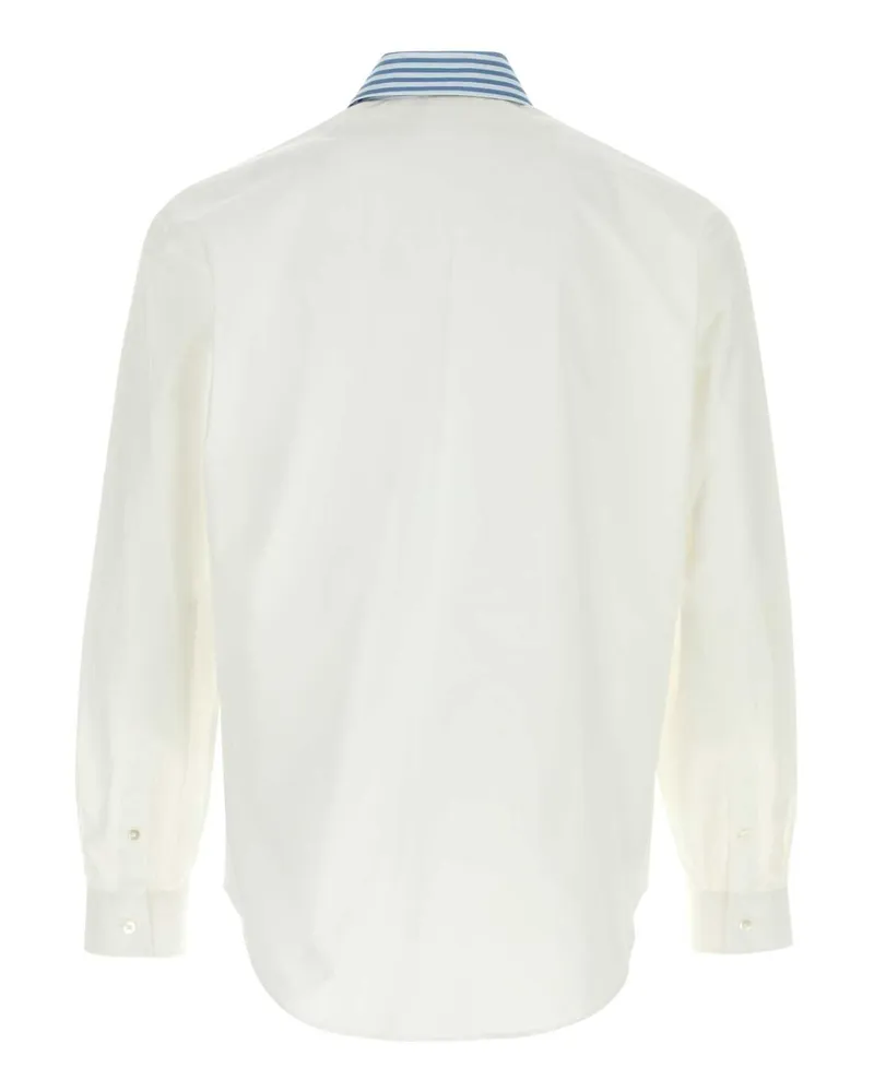 Fendi Men's White Poplin Shirt Bianco-Celeste Exterior: Cotton Camicie Bianco/celeste White
