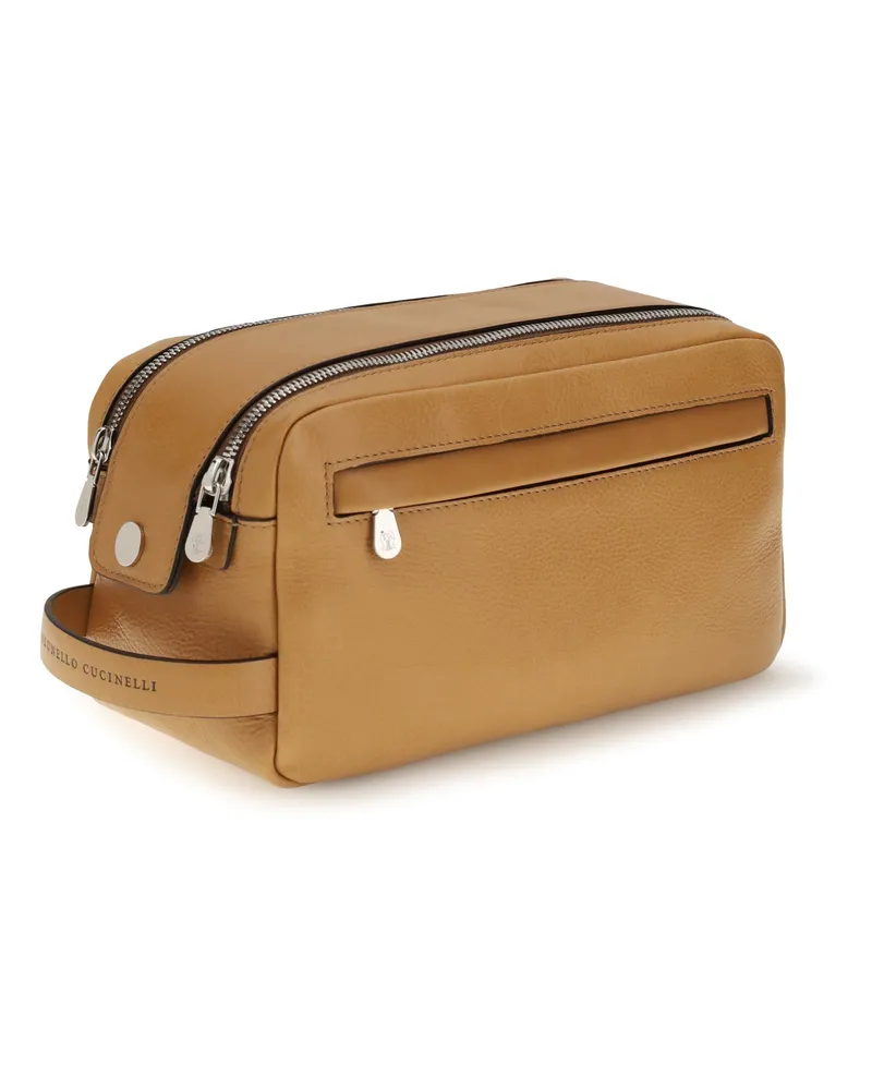Brunello Cucinelli Men's Leather Beauty Case Naturale Calf Bos Taurus Cases Tan