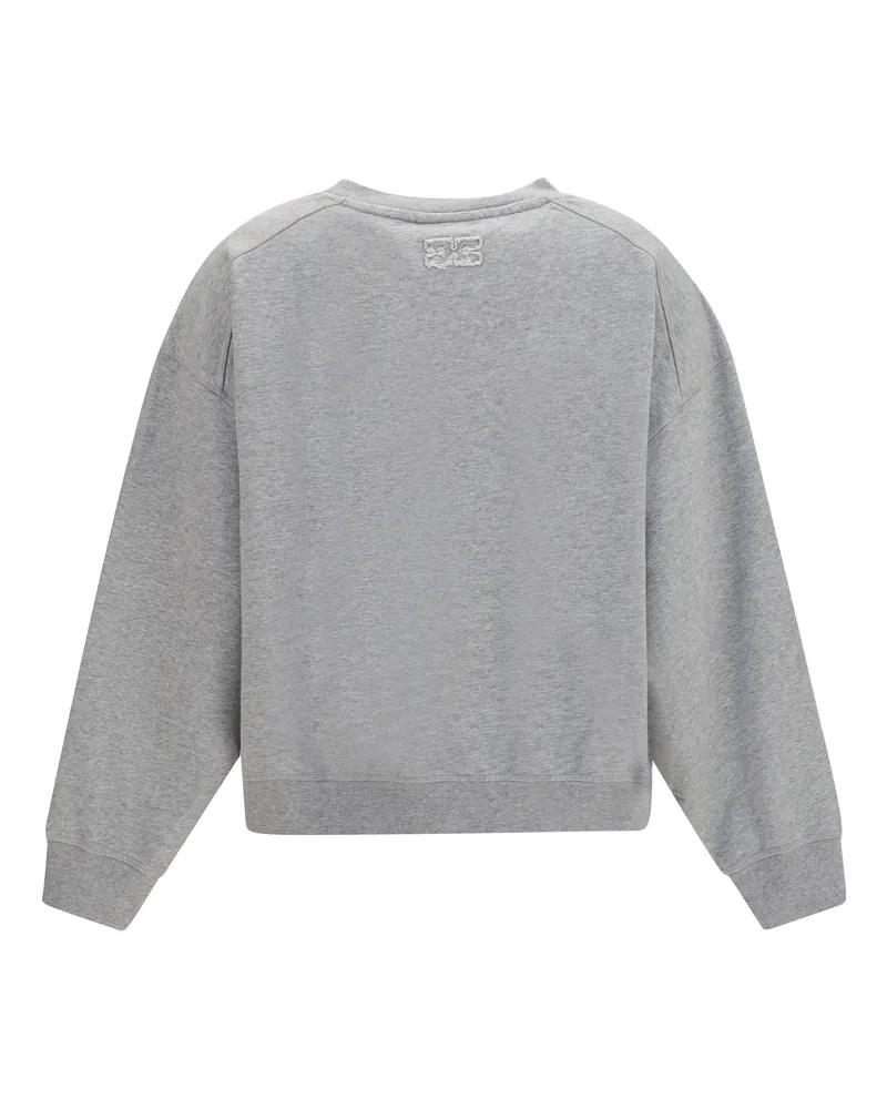 Ganni Women's Crewneck Sweatshirt With Logo Paloma Cotton Sweatshirts Sweater Gray