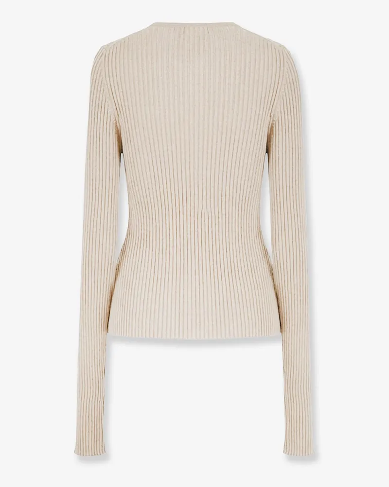 NUDE Women's Sweater Ribbed Cotton-Blend Beige Beige