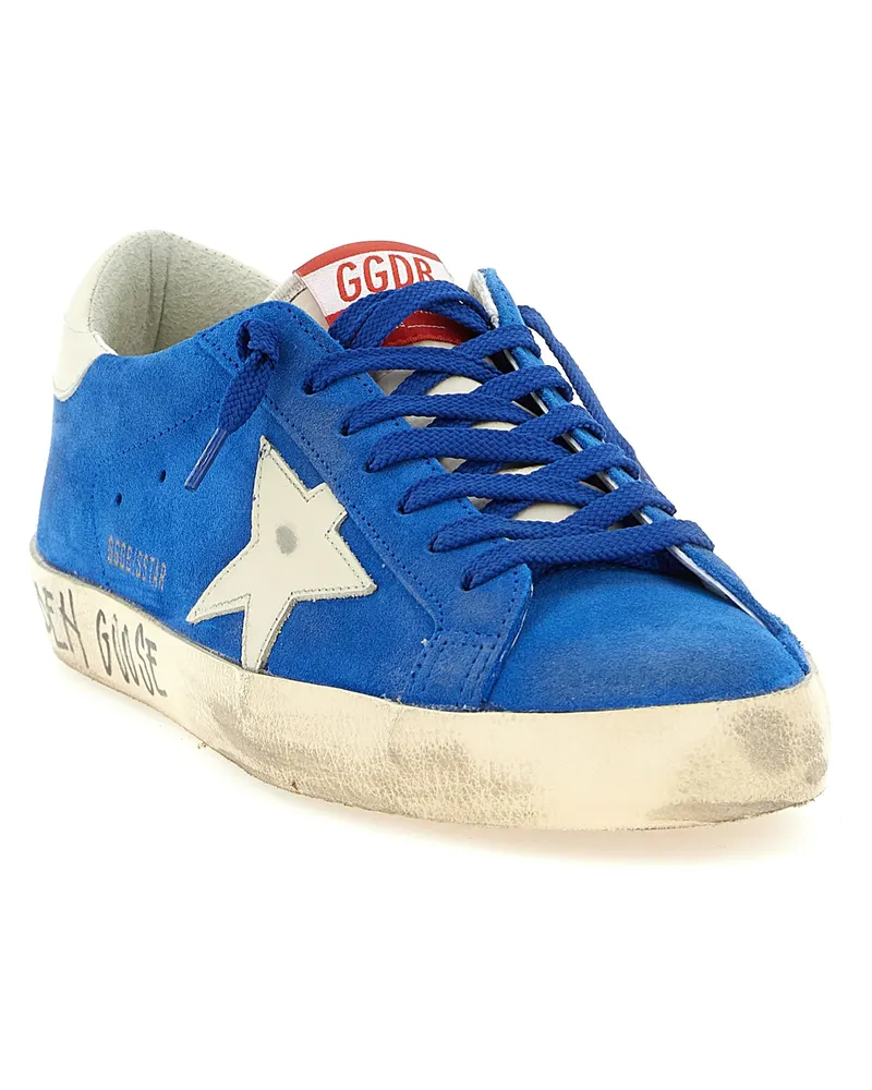 Golden Goose Men's Blue Cowhide Athletic Sneakers Blue