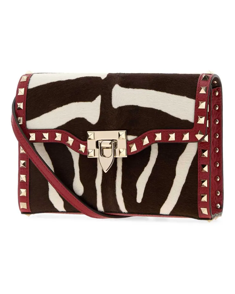 Valentino Garavani Women's Printed Calf Hair Rockstud Crossbody Bag Biancotestadimororossov Borse A Tracolla Red