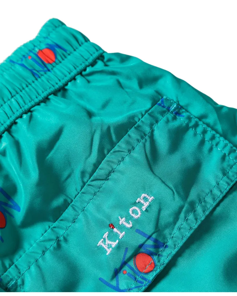 Kiton Women Logo-Print Swim Shorts Ss24 M Teal