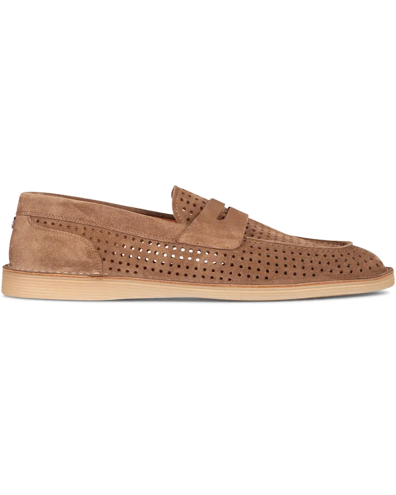 Dolce & Gabbana Men's Suede Loafers Hazelnut Calfskin Brown
