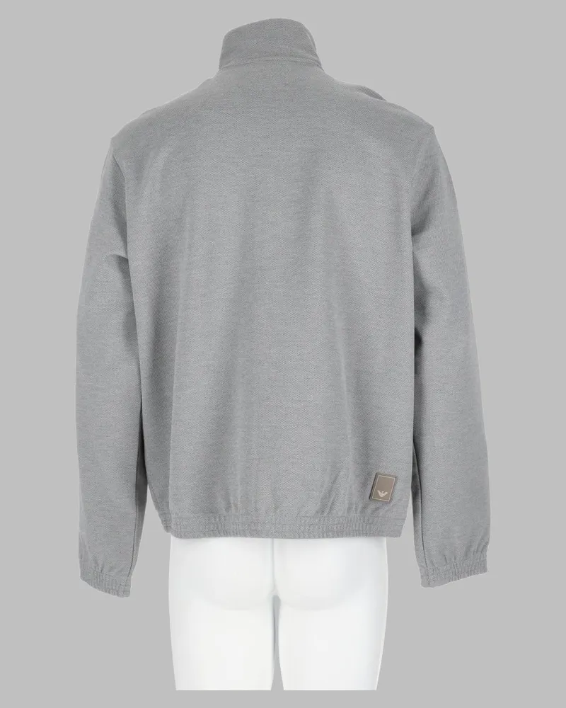 Emporio Armani Zip-Up Viscose-Blend Sweatshirt — Blue Blue
