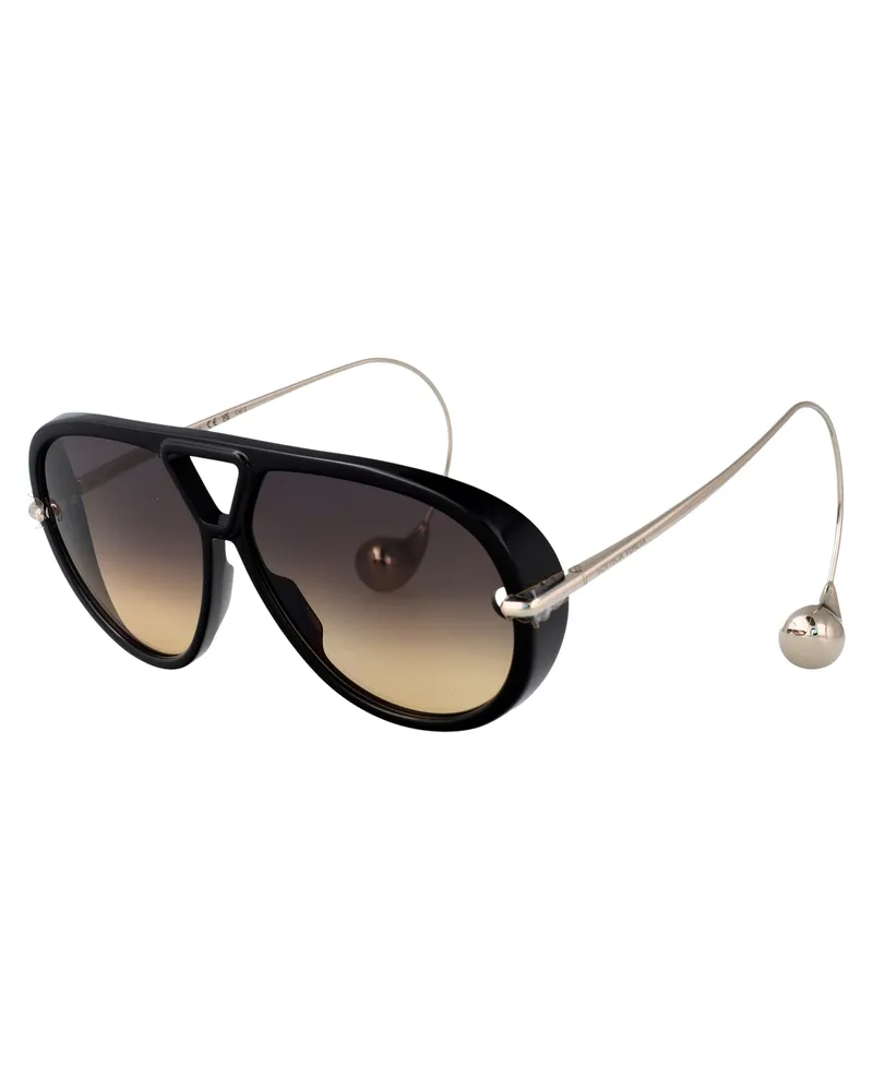 Bottega Veneta Women's Sunglasses Bv1273s Black-Silver-Brown Metal Black/silver/brown Black
