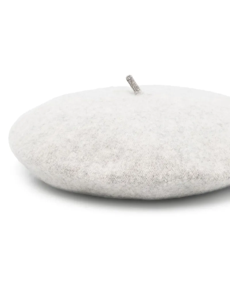 Brunello Cucinelli Women's Bead Embellished Beret Grey Ss25 W Grey