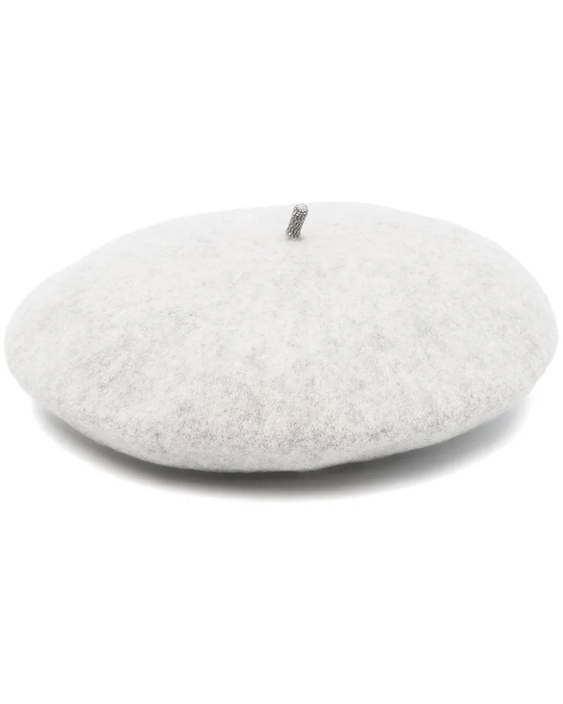 Brunello Cucinelli Women's Bead Embellished Beret Grey Ss25 W Grey