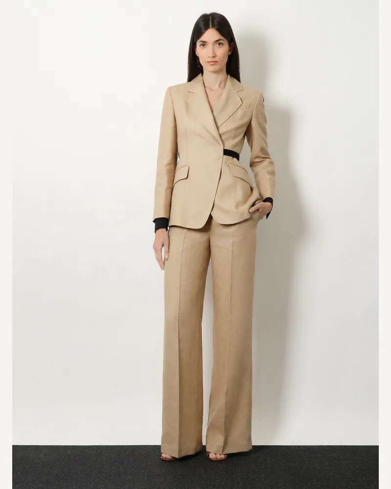 Max Mara Women's Linen Trousers Beige Beige