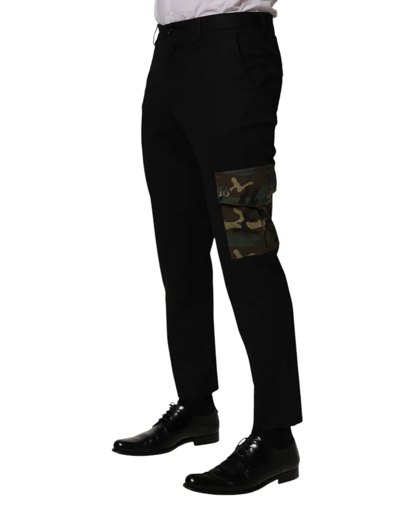 Dolce & Gabbana Men's Cotton Cargo-Pocket Trousers Black Black