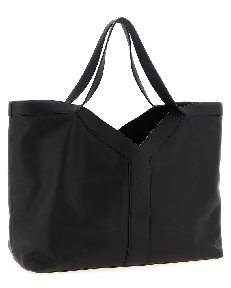 Saint Laurent Men's Calfskin Tote Black Leather Black
