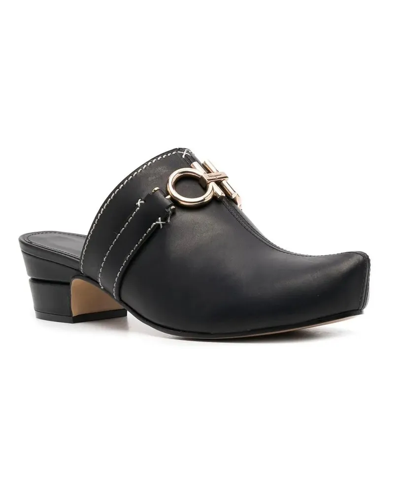 Ferragamo Women's Gancini Leather Mules Black Black