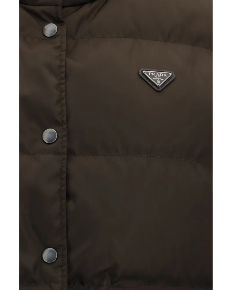 Prada Women's Down Gilet Re-Nylon Cacao Goose (inner) Blazers Jacket Brown