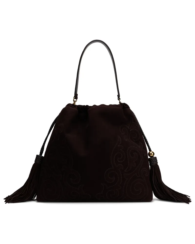 Etro Women's Leather Handbag With Tassels Brown Goat Handbags Hand Bags Brown