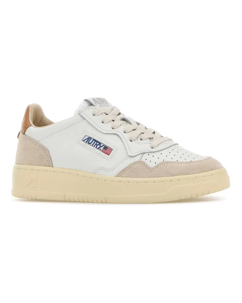 AUTRY Women's White Leather Medalist Sneakers Leatsuedewhtlion White