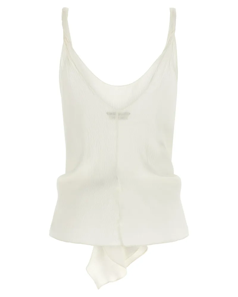 J.W.Anderson Crinkled Silk with Front Knot Tank Top — White White