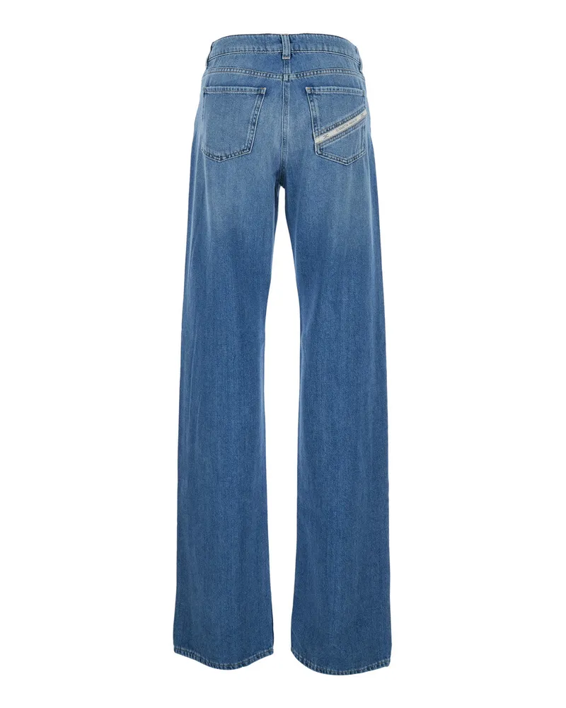 Elisabetta Franchi Women's Palazzo Jeans Light Blue Cotton Blue